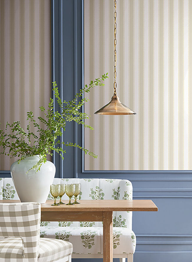 Tilford Beige by Antonina Vella Awning Stripe Wallpaper – York Designer Series VP1372