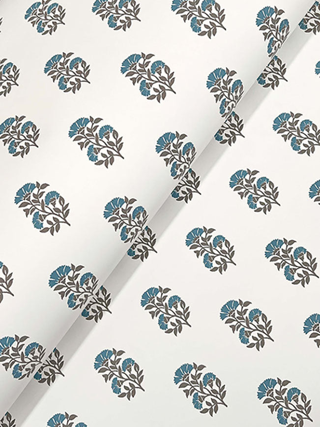 Sylvie Teal Floral Aegean & Mink by Antonina Vella Botanical Wallpaper – York Designer Series VP1383