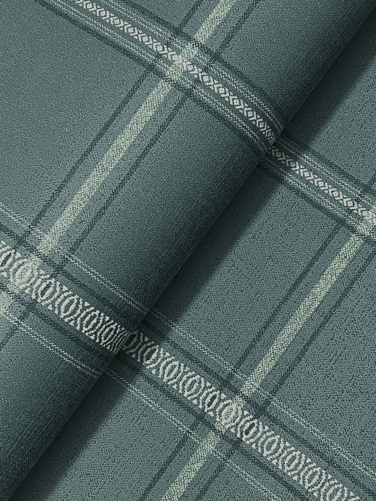 Auberge Teal by Chesapeake Plaid Wallpaper – Brewster Home Fashions 4169-27610