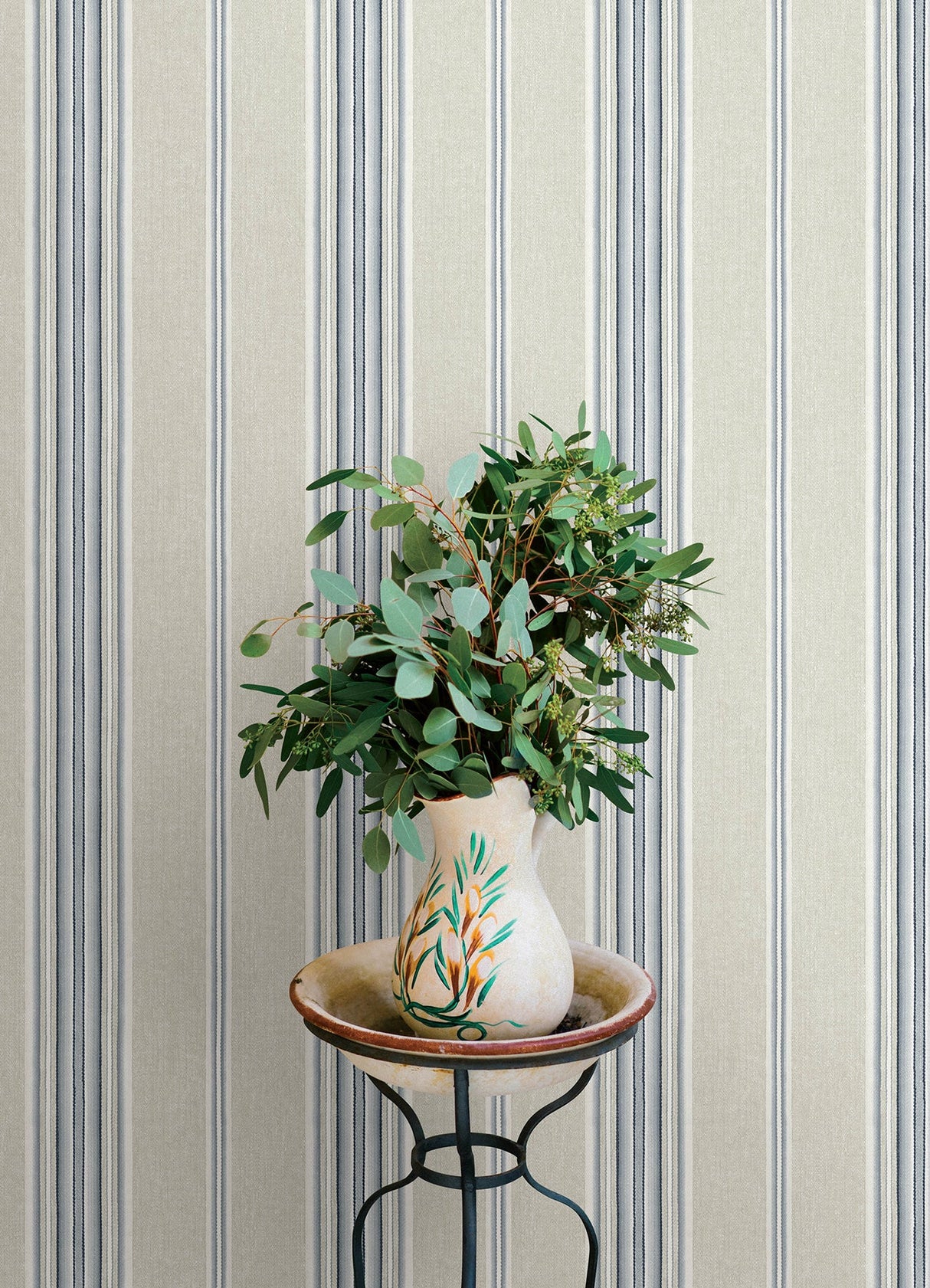 Calvados Blue by Chesapeake Linen Stripe Wallpaper – Brewster Home Fashions 4169-83123