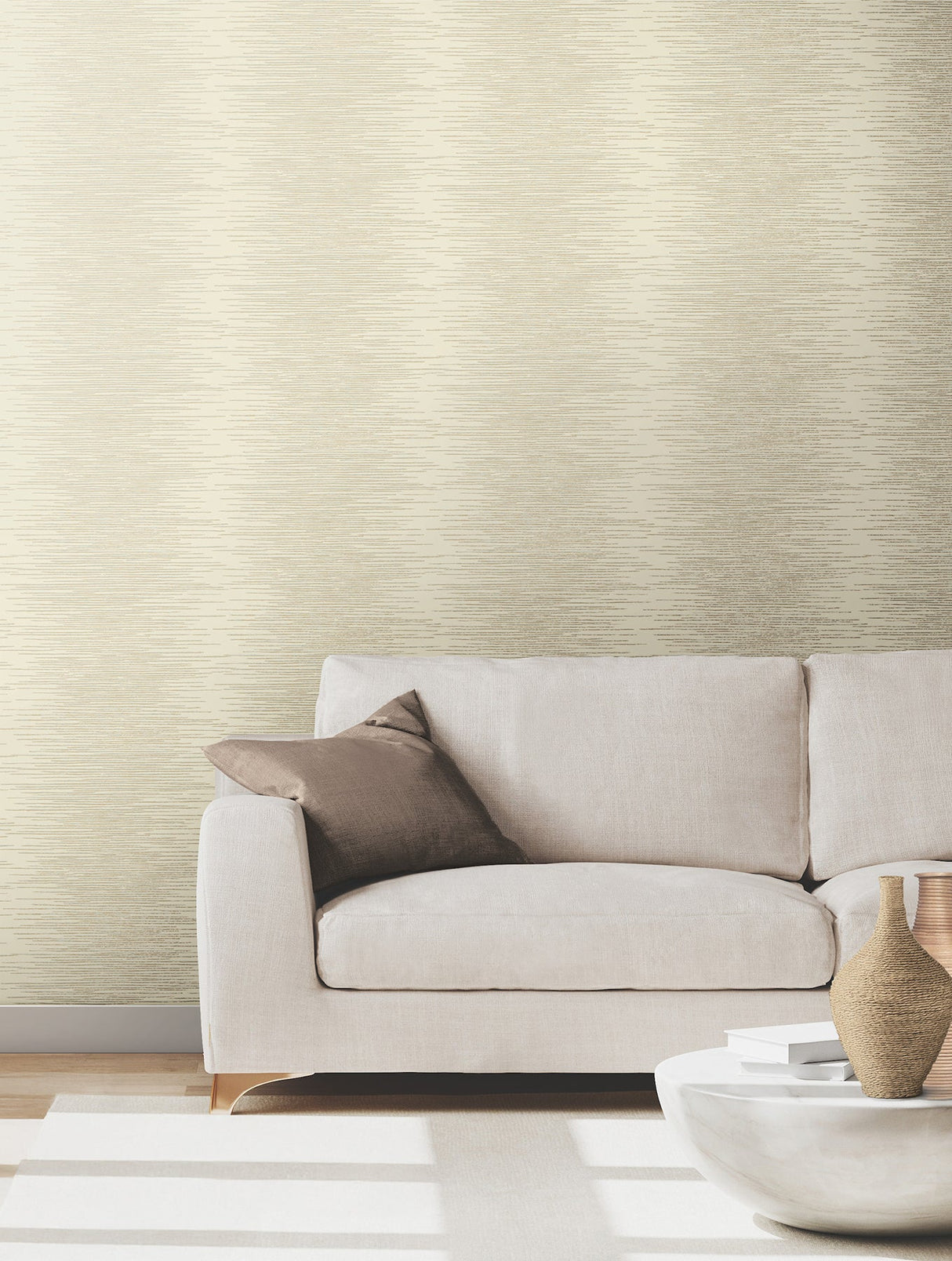 Operetta Cream by Ronald Redding Metallic Columns Wallpaper – York Designer Series VR1501