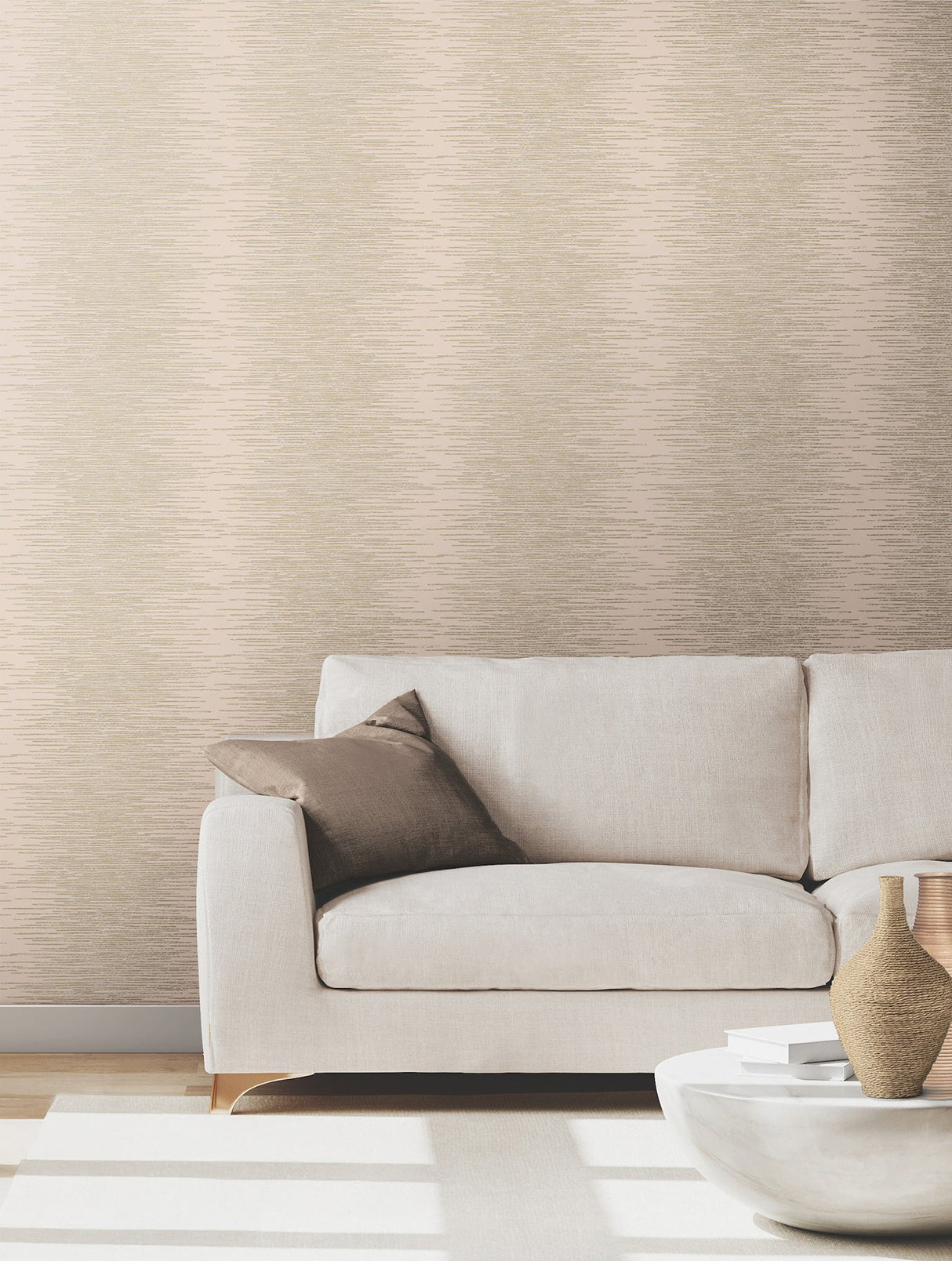 Operetta Blush by Ronald Redding Metallic Columns Wallpaper- York Designer Series VR1502