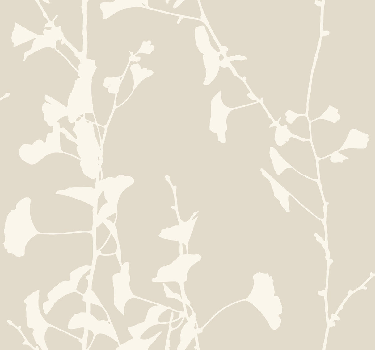 Ginkgo Silhouette Taupe Cork Wallpaper by Ronald Redding
