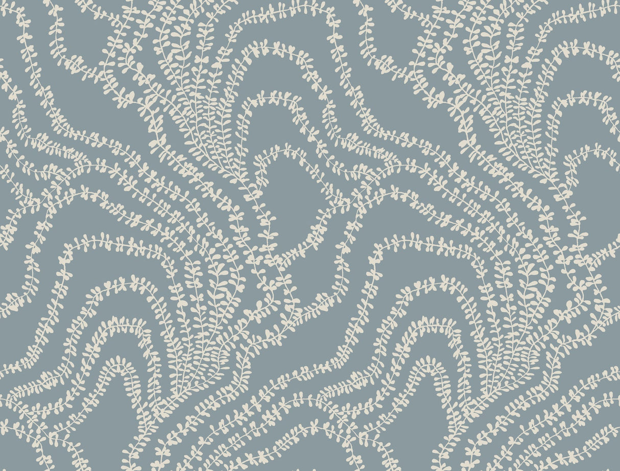 String of Pearls Denim Vine Wallpaper by Ronald Redding – York Designer Series VR1516