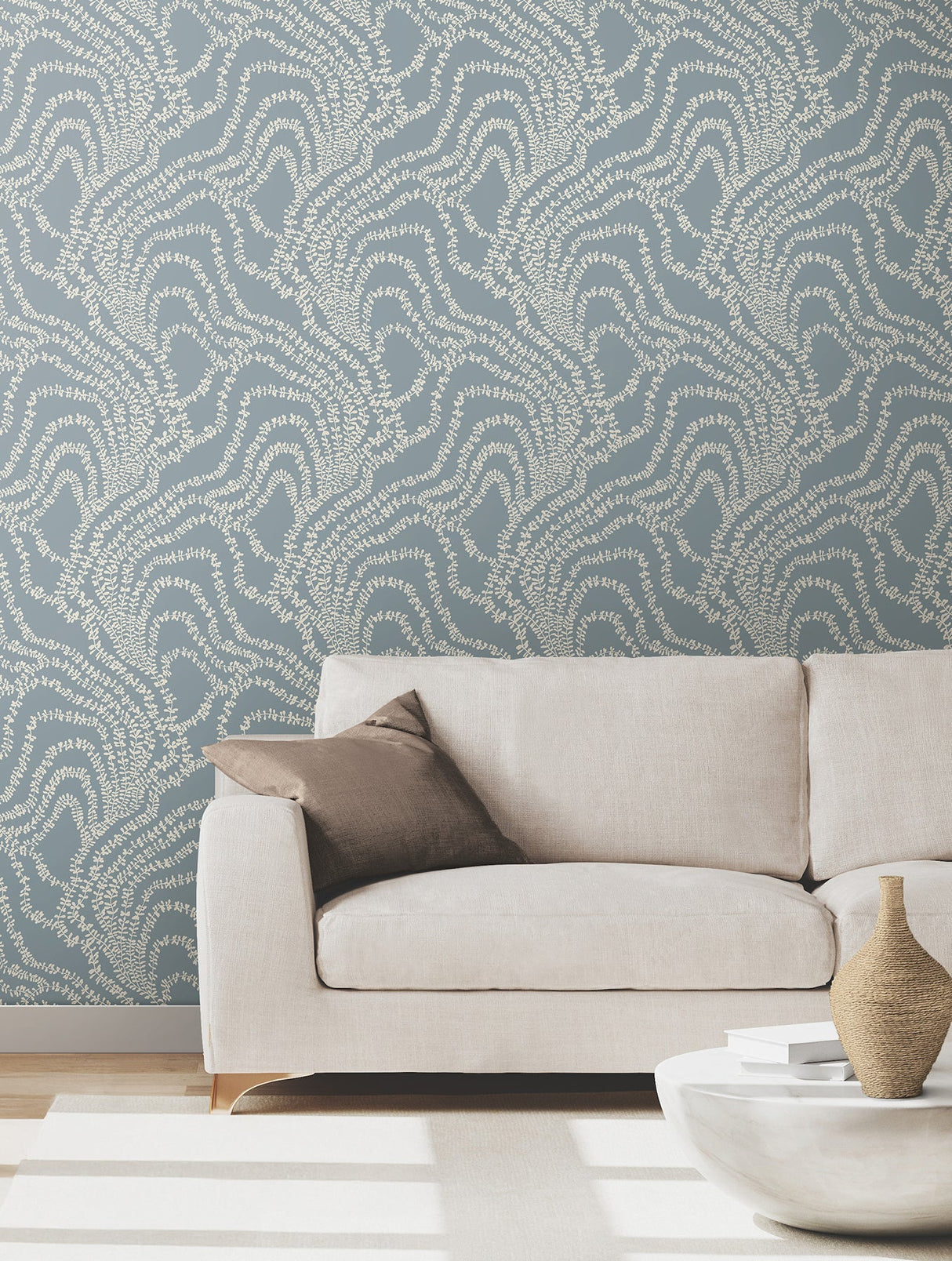 String of Pearls Denim by Ronald Redding Vine Wallpaper- York Designer Series VR1516