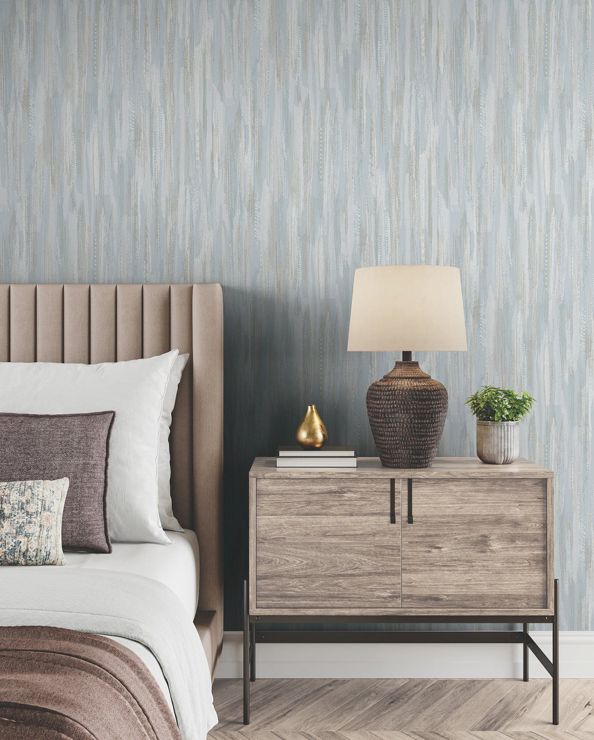 Tribeca Light Blue by Ronald Redding Texture Stripe Wallpaper- York Designer Series VR1524