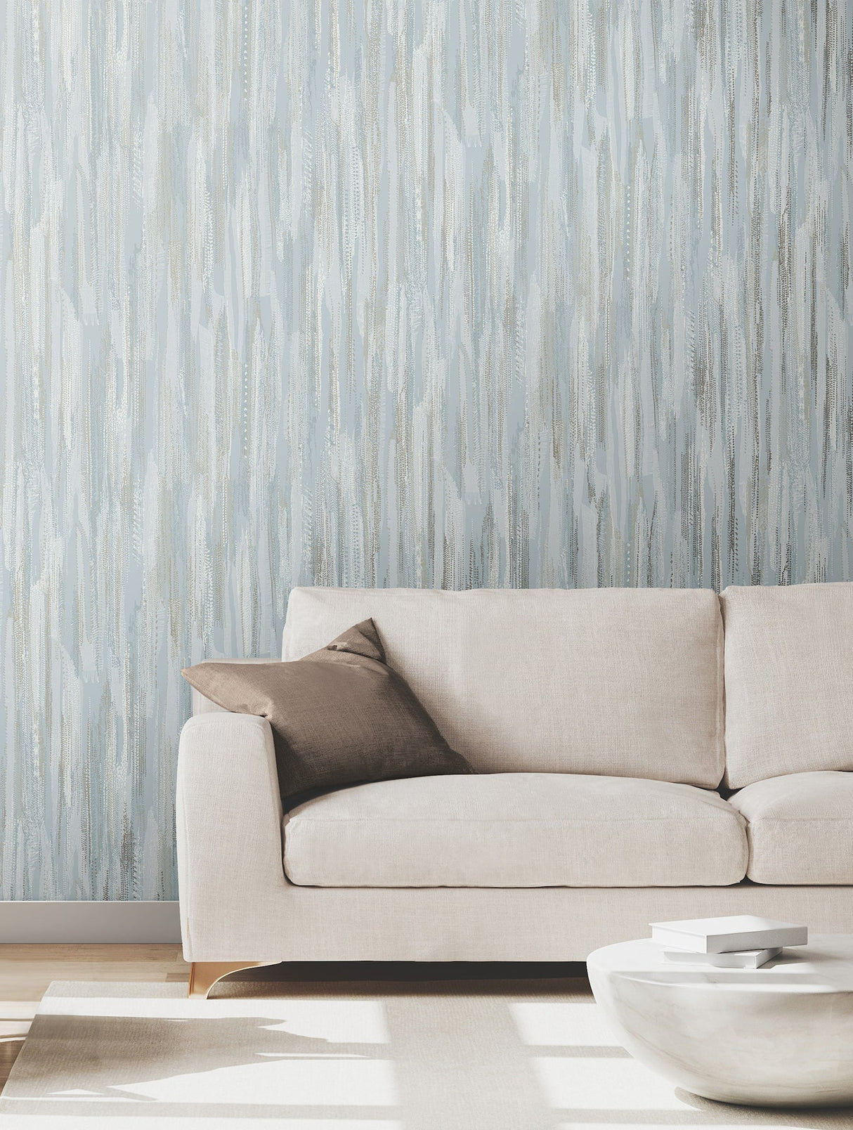 Tribeca Light Blue by Ronald Redding Texture Stripe Wallpaper- York Designer Series VR1524