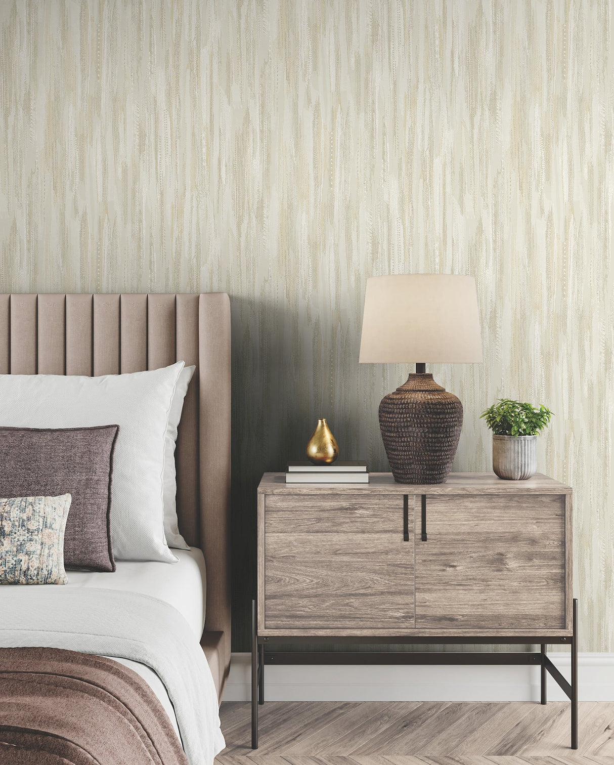 Tribeca Gold by Ronald Redding Texture Stripe Wallpaper- York Designer Series VR1527