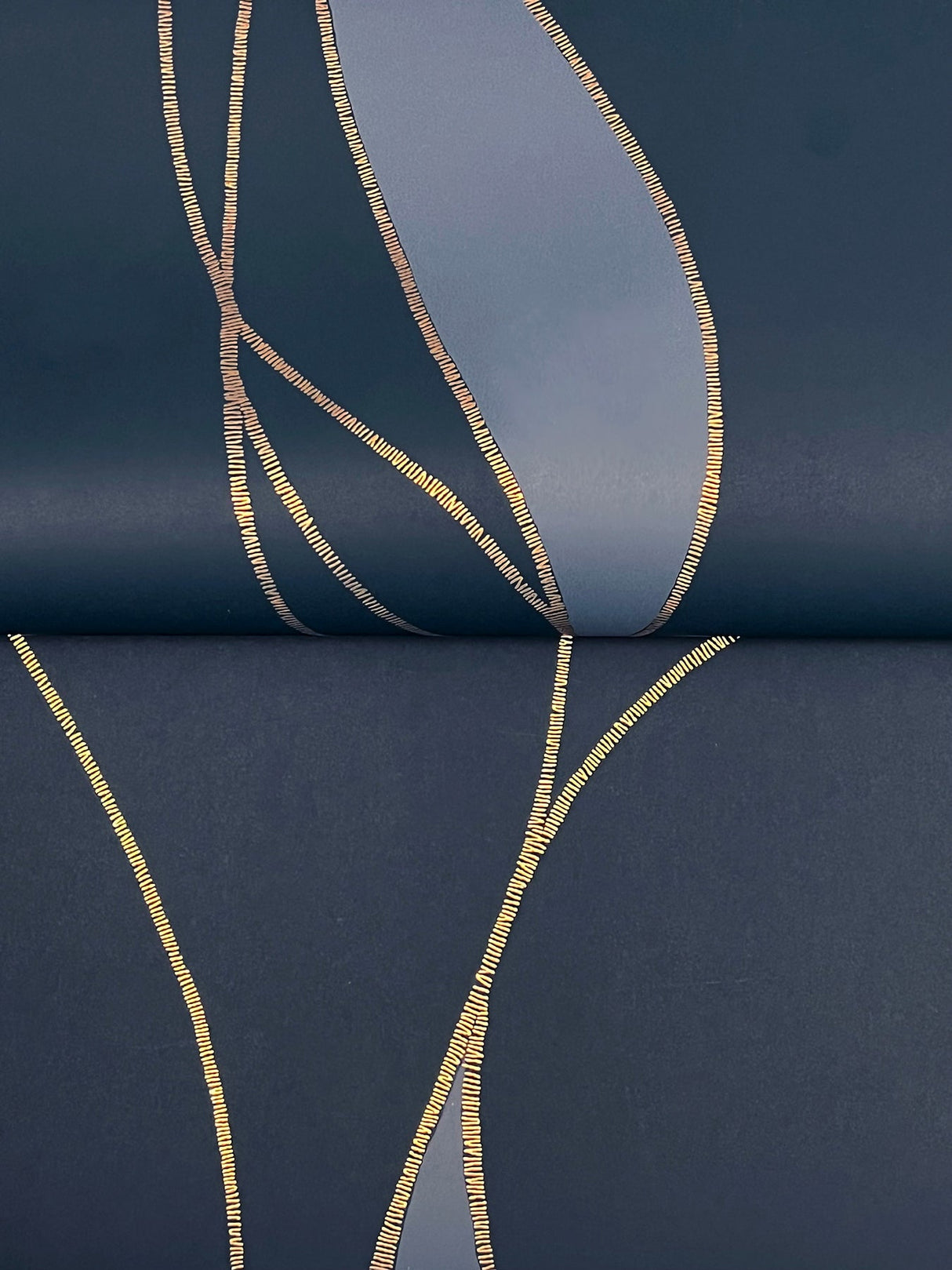 Society Hill Navy by Ronald Redding Abstract Leaf Wallpaper- York Designer Series VR1548