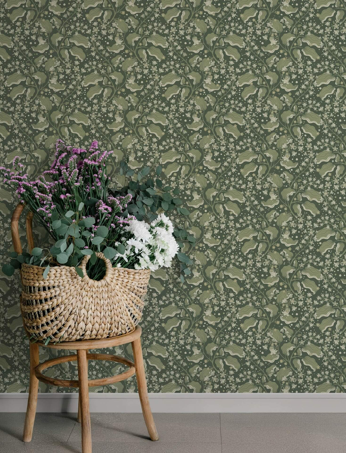 Syren Evergreen Dainty Floral Wallpaper - 4201-48026