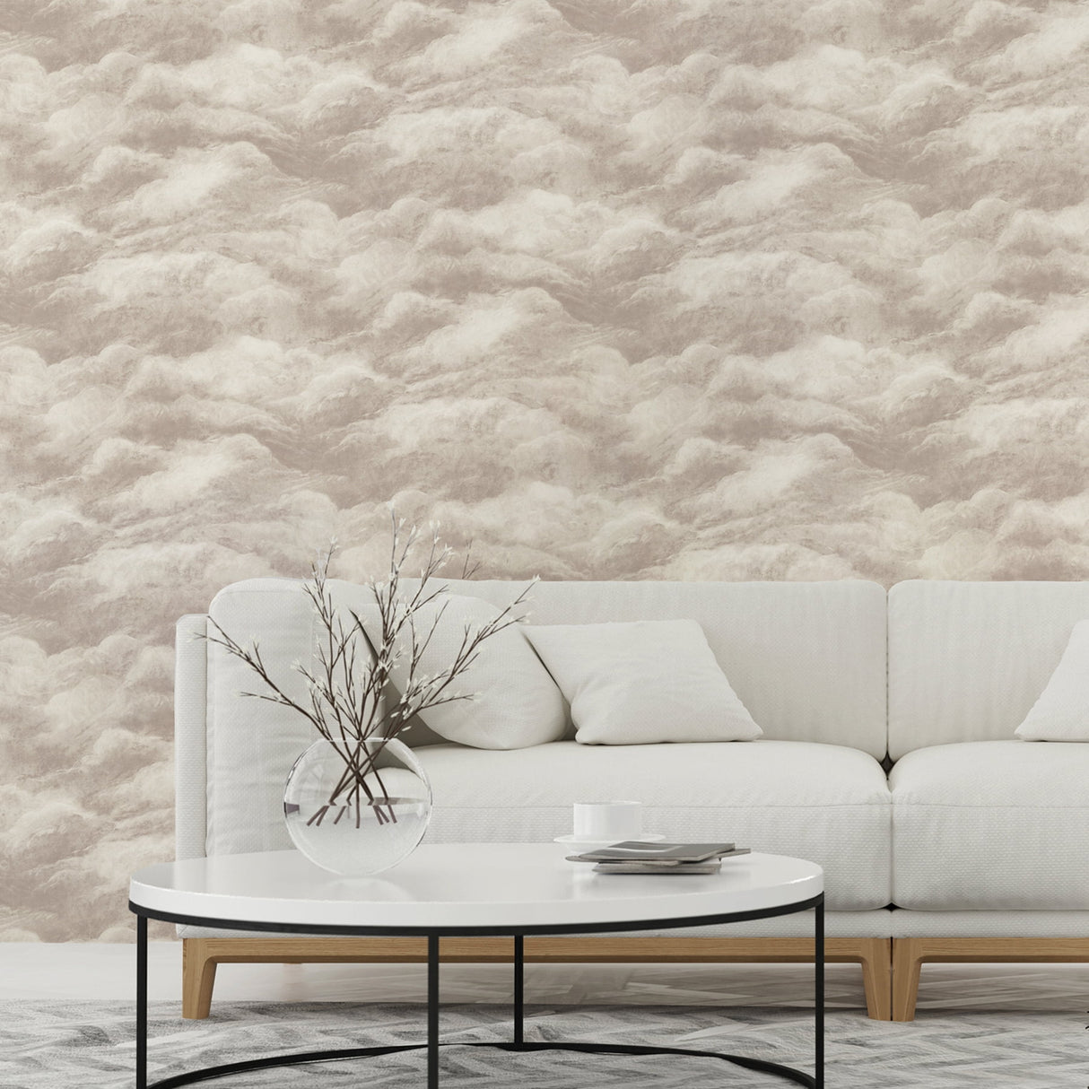Nimbostratus Ash by Belgravia Decor Cloud Wallpaper- Brewster Home Fashions BG5706