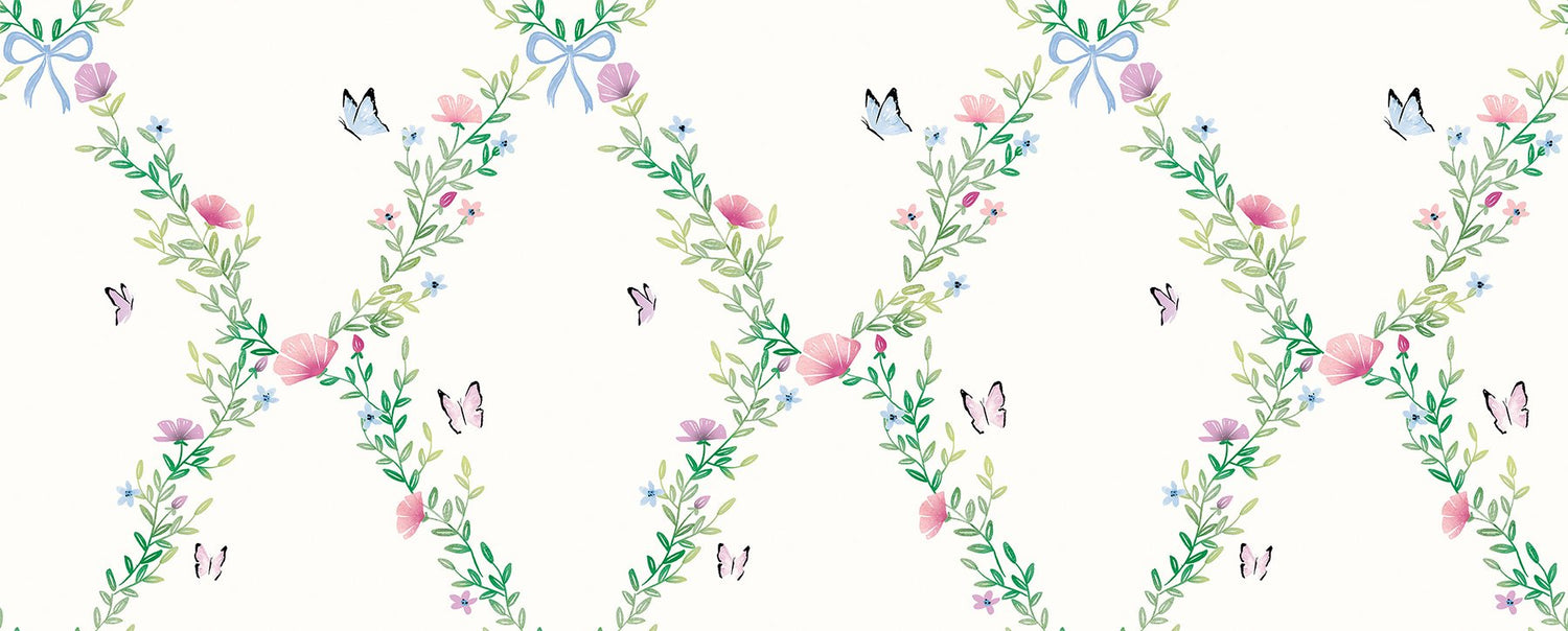 Butterfly Lattice Ivory Peel & Stick Mural