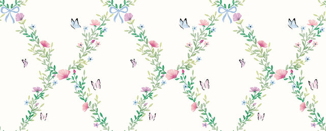 Butterfly Lattice Ivory Peel & Stick Mural