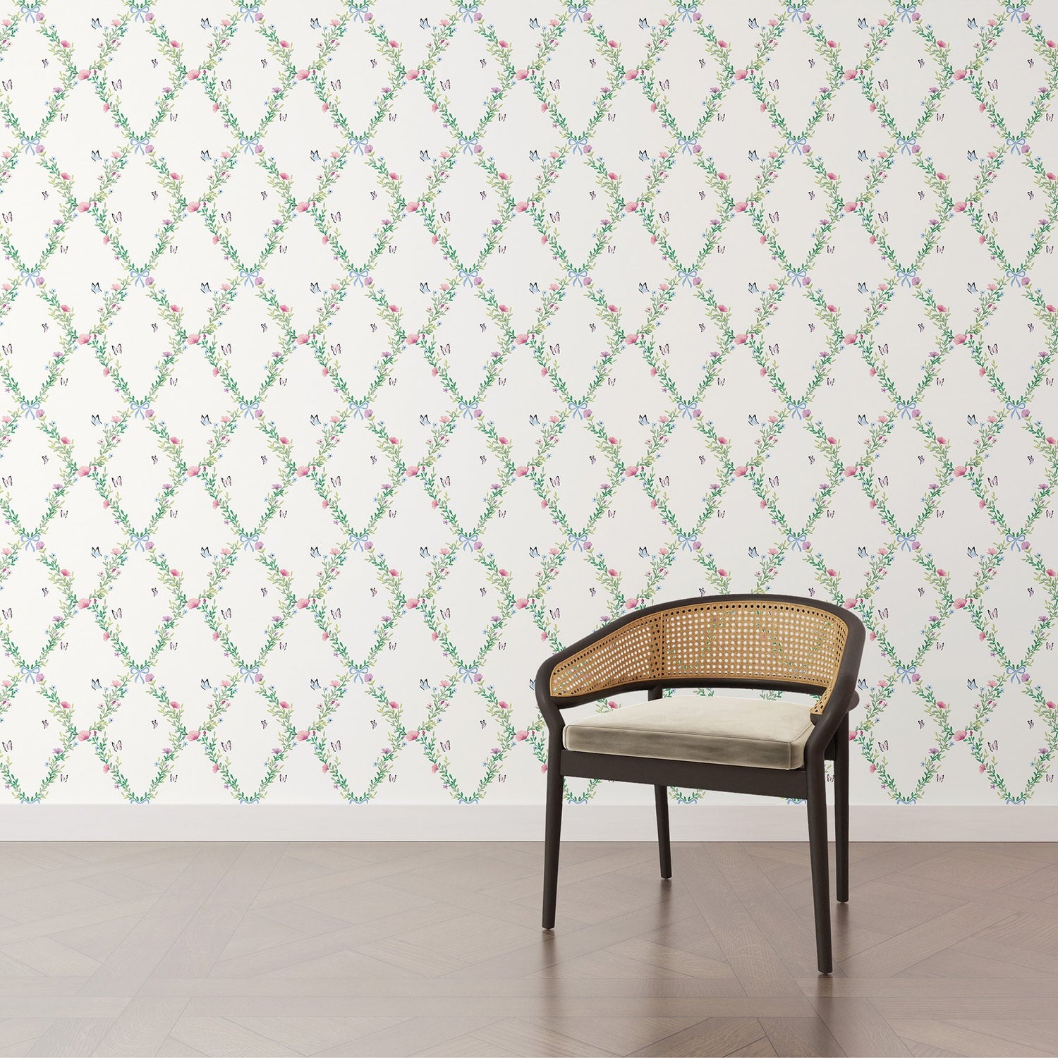 Butterfly Lattice Ivory Peel & Stick Mural