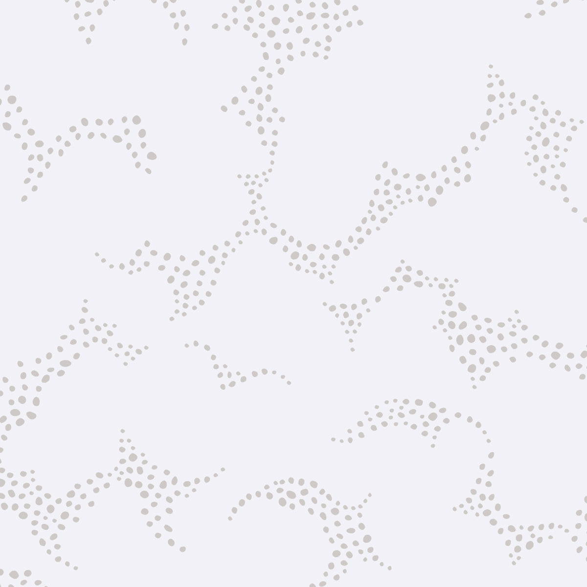 Molntuss grey wallpaper by Boråstapeter for Schumacher, featuring playful cloud and polka-dot design in a modern bedroom setting.