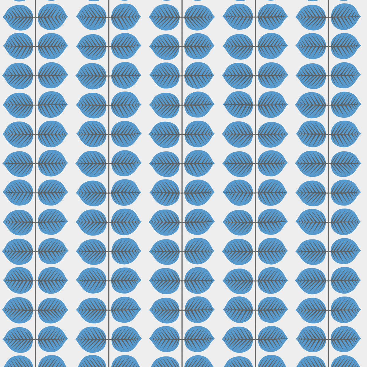 Berså Blue by Boråstapeter, a Scandinavian leaf stripe wallpaper designed by Stig Lindberg, shown in a modern interior setting.