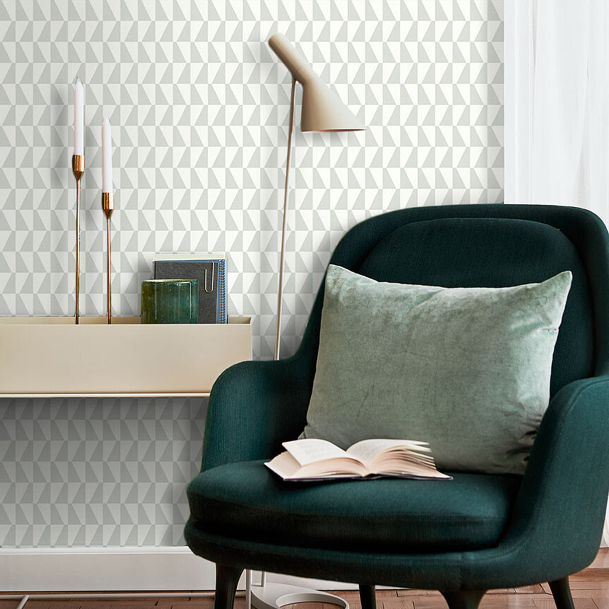 Trapez Sage Geometric Wallpaper by Boråstapeter – Schumacher 1779