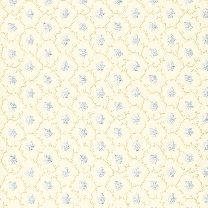 Coral Leaf wallpaper in blue with a stylized coral and leaf pattern by Schumacher