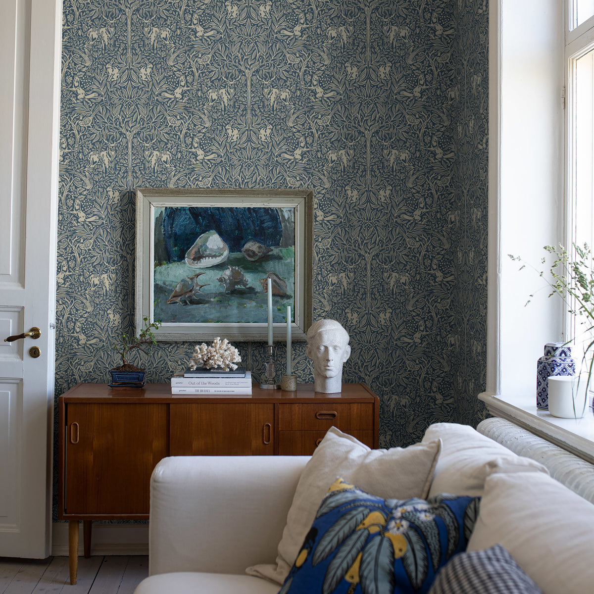 Under the Elder Tree Midnight by Boråstapeter Whimsical Forest Animal Wallpaper – Schumacher 2047