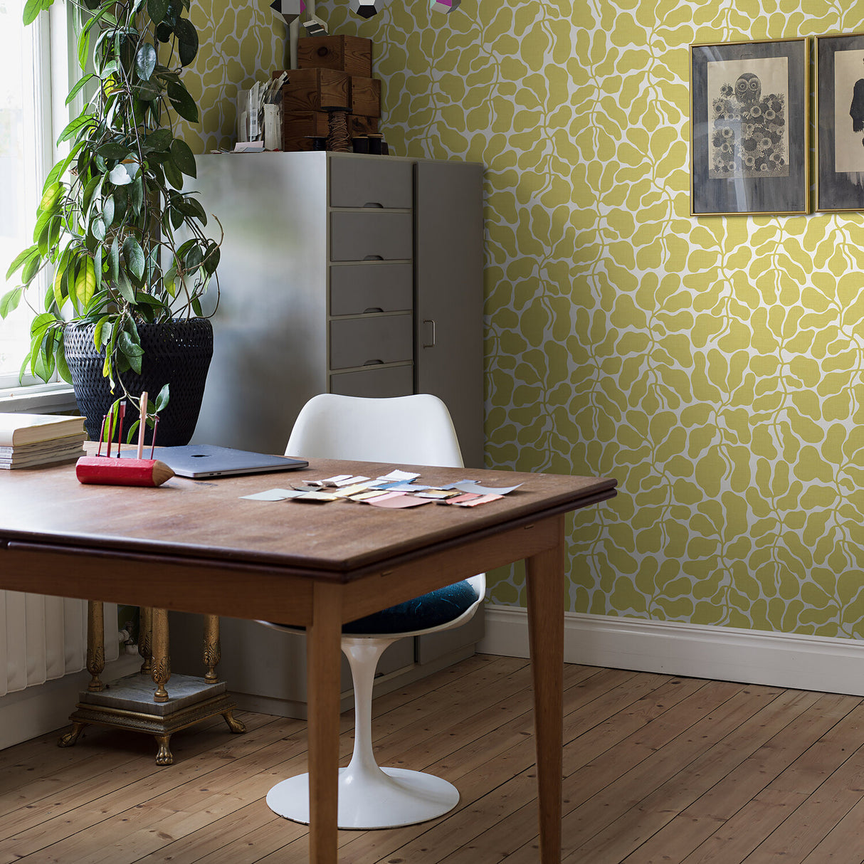 My Secret Garden Ochre by Boråstapeter Bold Botanical Wallpaper – Schumacher 2074