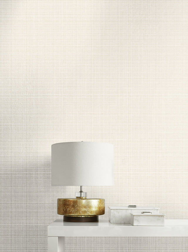 Crosshatch Linen Metallic Ivory by Essential Textures Textured Wallpaper – Etten Studios 2231903