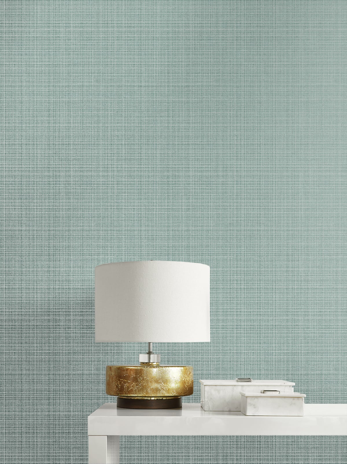Crosshatch Linen Metallic Sea Green by Essential Textures Faux Linen Wallpaper – Etten Studios 2231904