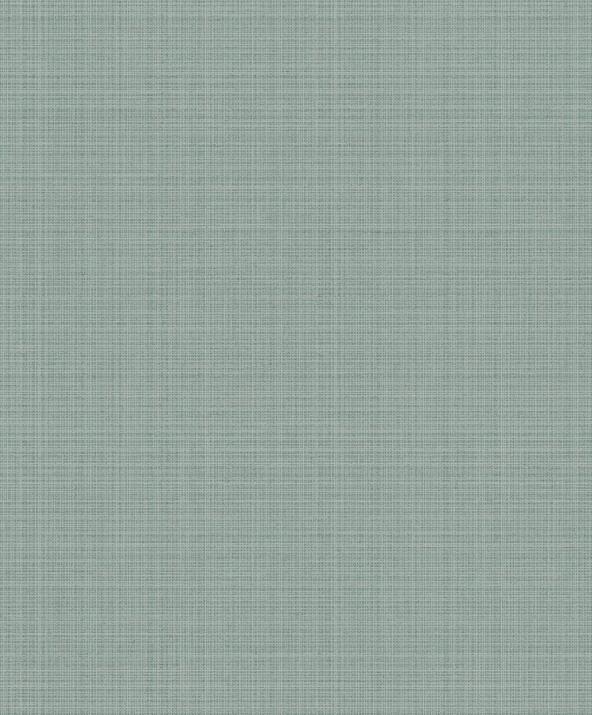 Metallic sea green crosshatch linen-look texture wallpaper
