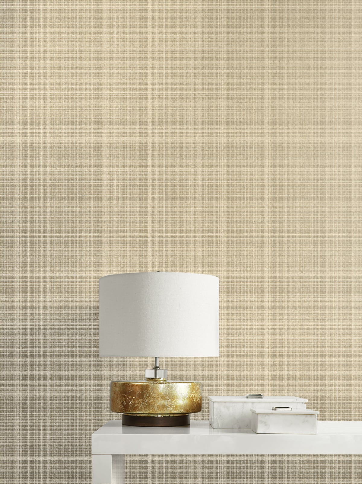 Crosshatch Linen Metallic Khaki by Essential Textures Textured Wallpaper – Etten Studios 2231905