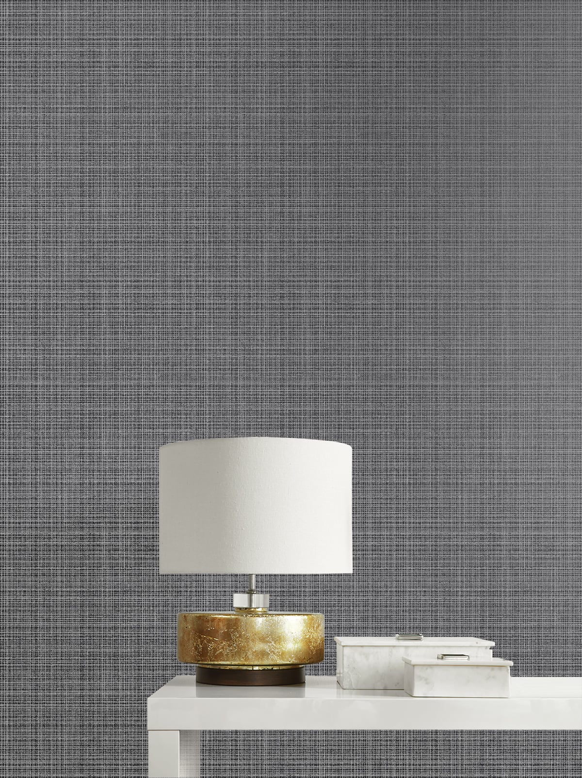 Crosshatch Linen Metallic Coal by Essential Textures Faux Linen Wallpaper – Etten Studios 2231908
