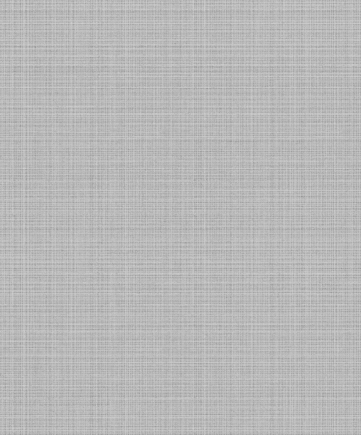 Metallic silver faux linen crosshatch textured wallpaper