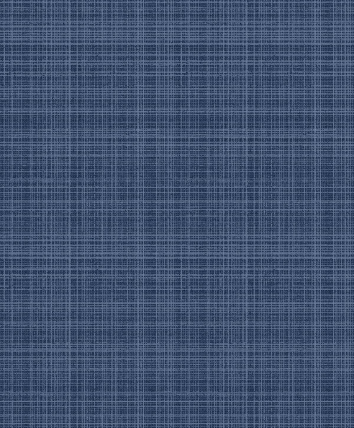 Metallic storm blue crosshatch linen texture wallpaper