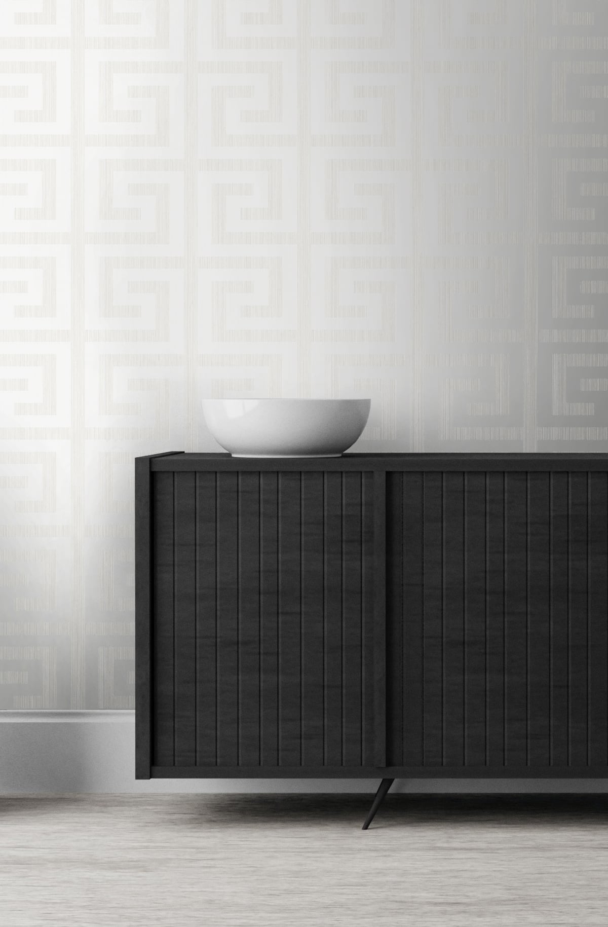 Greek Key Metallic Pearl & Ivory by Essential Textures Geometric Wallpaper – Etten Studios 2232000