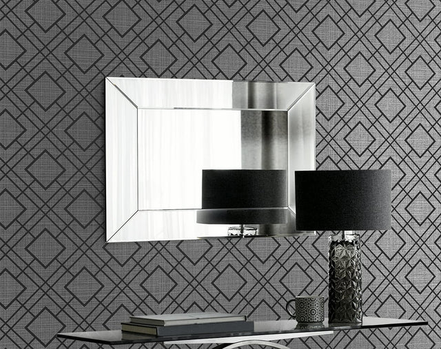 Diamond Lattice Metallic Coal by Essential Textures Geometric Wallpaper – Etten Studios 2232208