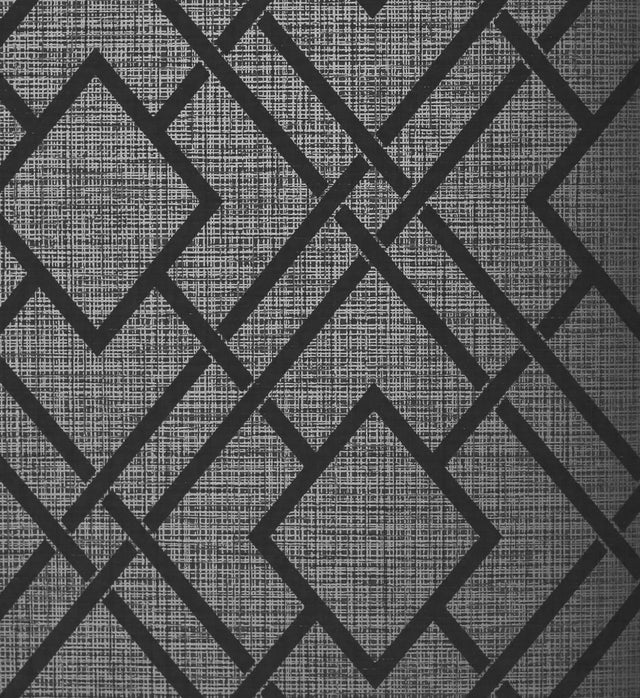 Diamond Lattice wallpaper in Metallic Coal with geometric diamond lattice pattern