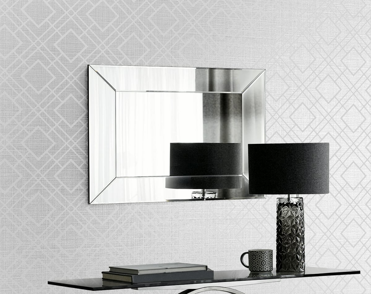 Diamond Lattice Gray Mist & Metallic Silver by Essential Textures Geometric Wallpaper – Etten Studios 2232217 -Sample