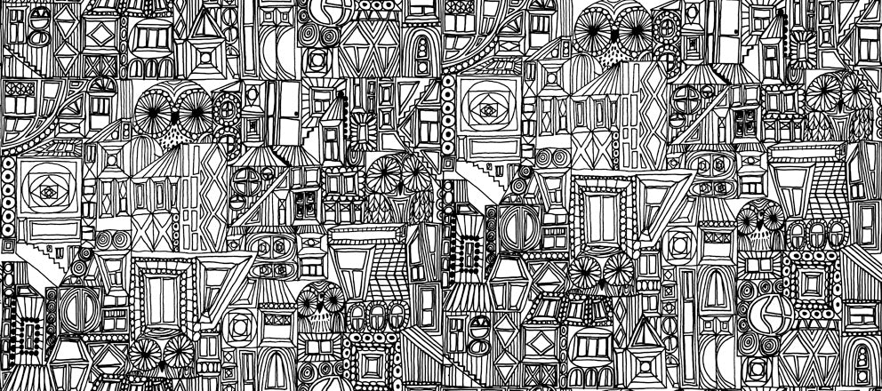 Bubi Ebony and Eggshell by Marimekko Vol. 5 Contemporary Illustration Wallpaper – Marimekko 23300X -Sample
