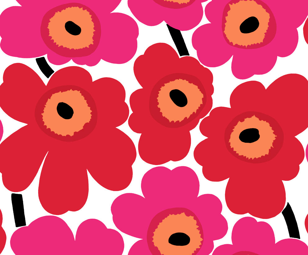 Unikko Scarlet and Coral by Marimekko Floral Wallpaper – Marimekko 23354X -Sample