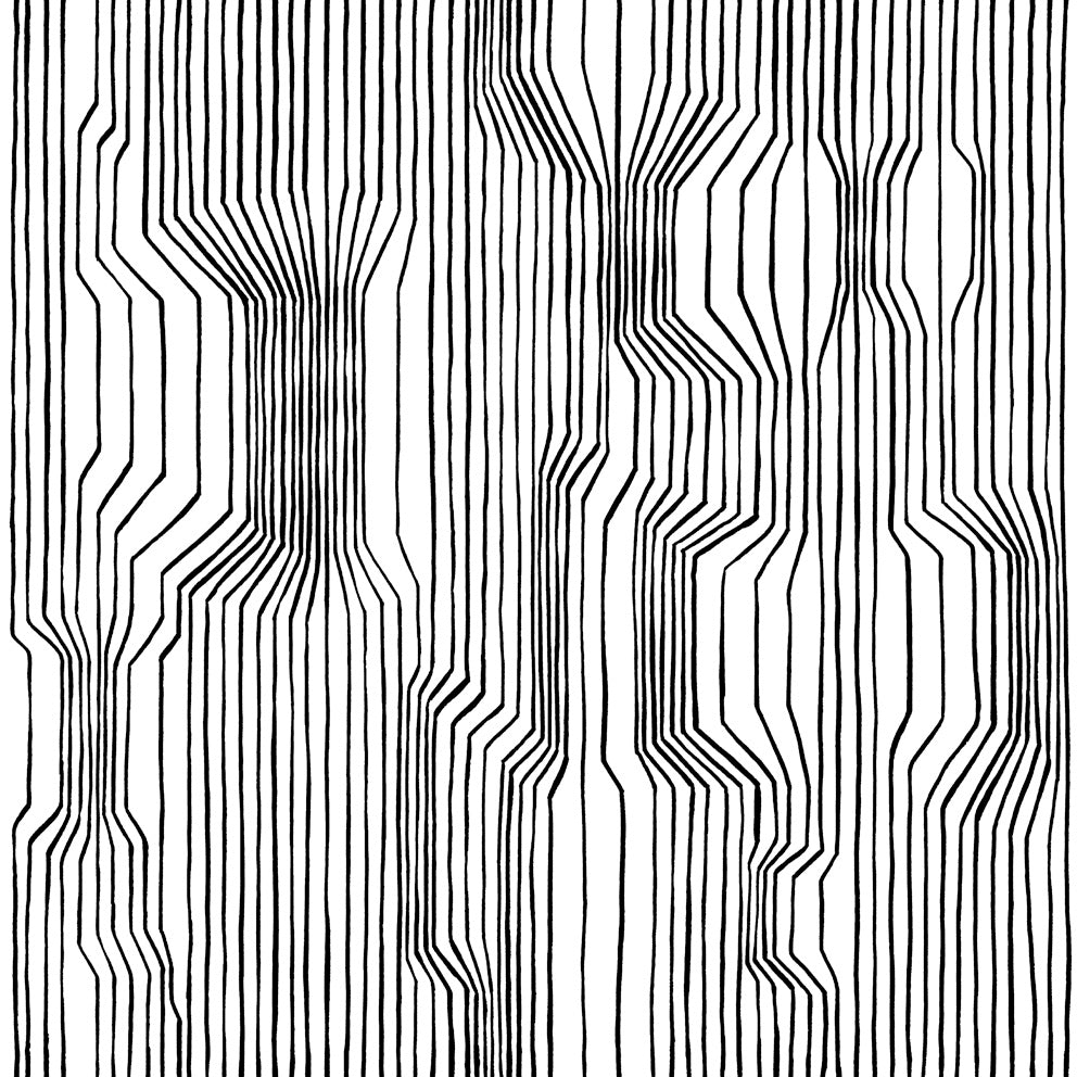 Frekvenssi Ebony and Eggshell by Marimekko Contemporary Stripe Wallpaper – Marimekko 23365X -Sample