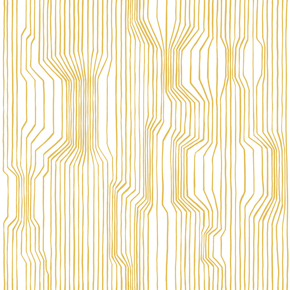 Frekvenssi Mustard and Eggshell by Marimekko Contemporary Stripe Wallpaper – Marimekko 23367X