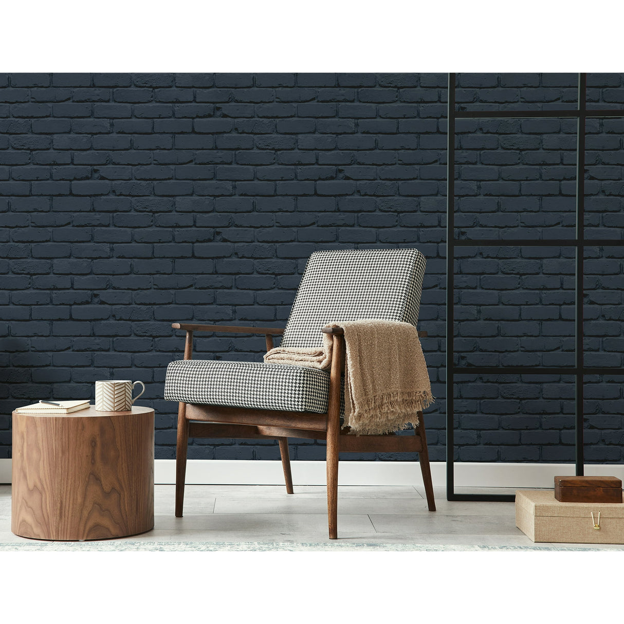 Alpin Navy by Fine Decor Painted Brick Wallpaper – Brewster Home Fashions FD43602