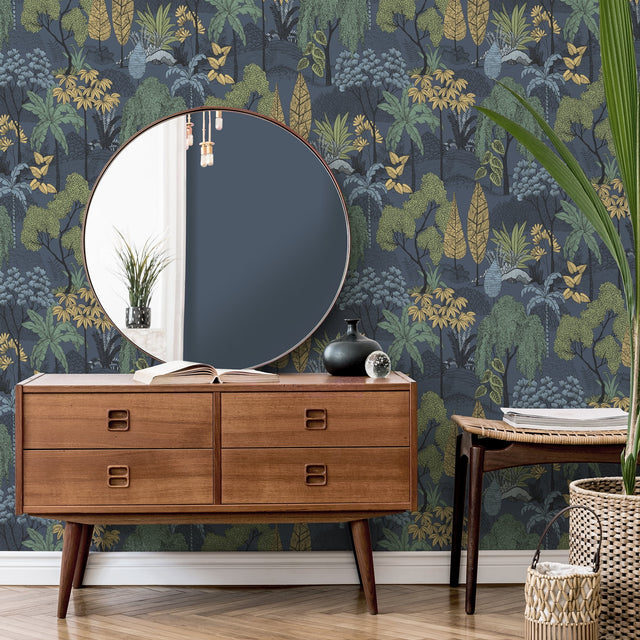 Lilou Navy by Fine Decor Tropical Island Wallpaper – Brewster Home Fashions FD43794