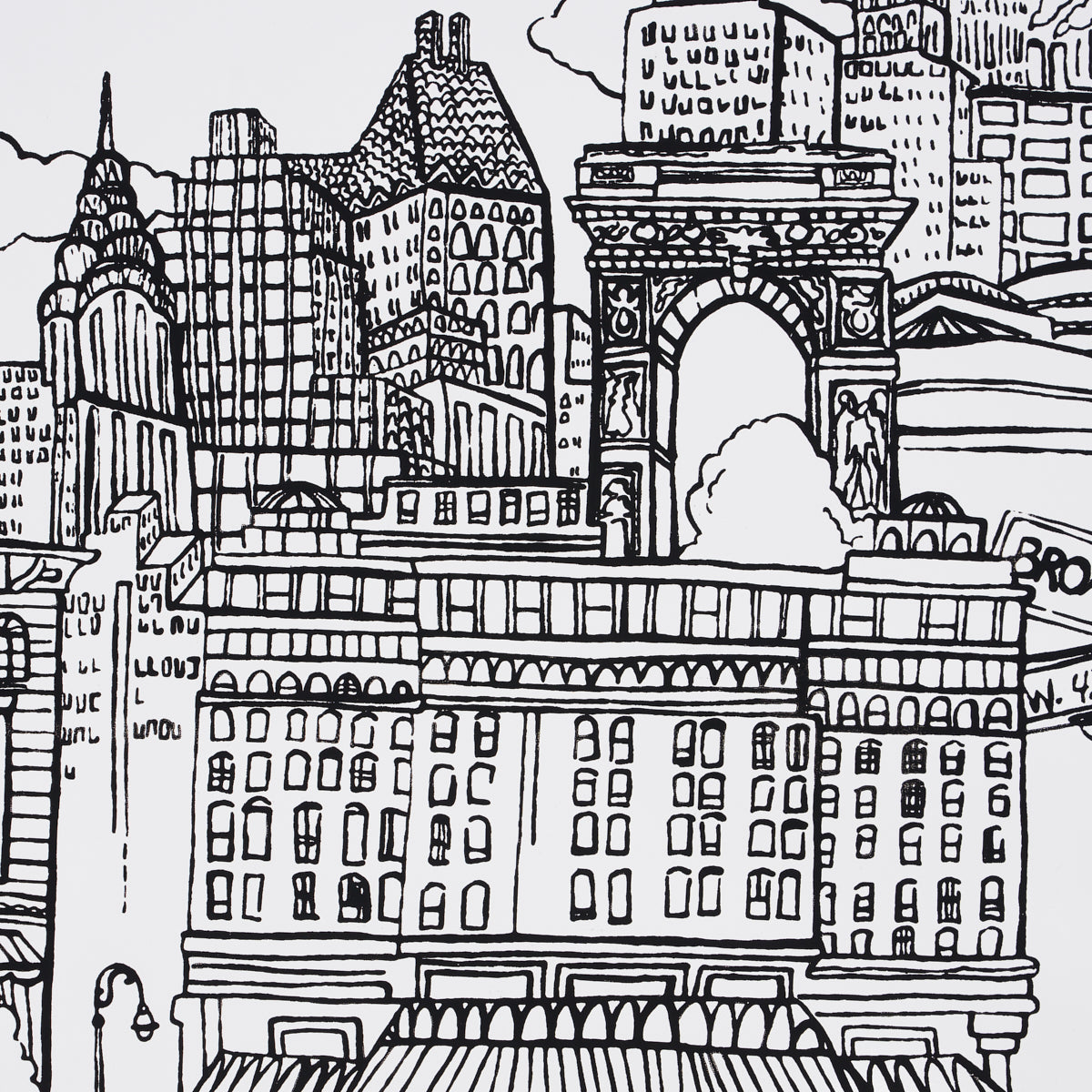 New York New York Black on White Cityscape Wallpaper – Schumacher 2705530