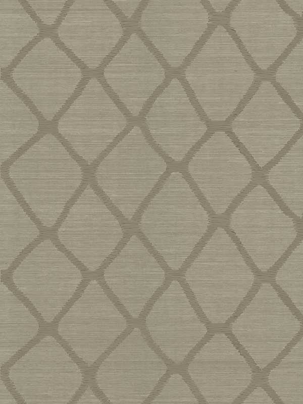 Tonga Taupe grasscloth trellis wallpaper AB3123 by Antonina Vella