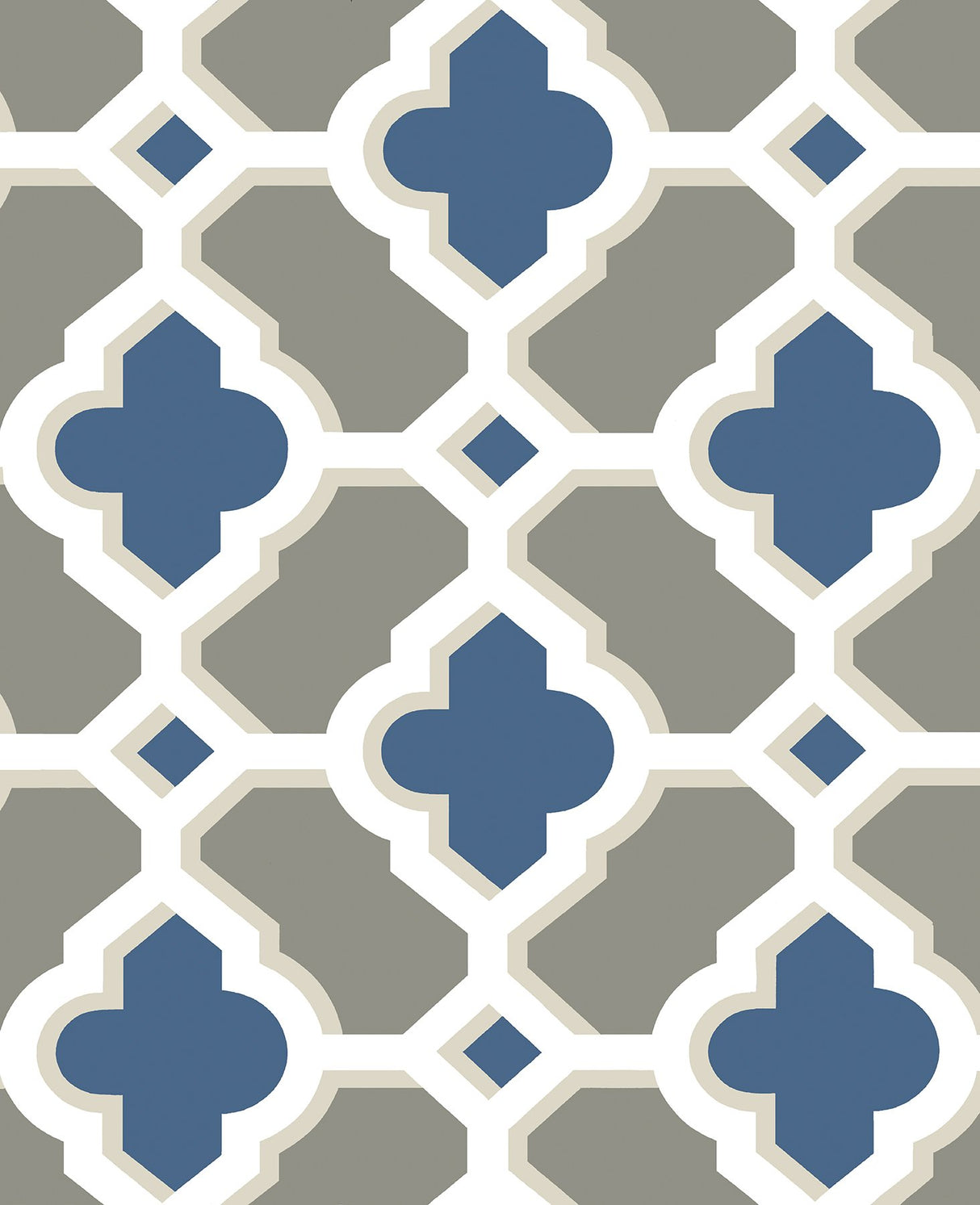 Lido Navy Quatrefoil Wallpaper with Modern Geometric Pattern - A-Street Prints 2744-24125