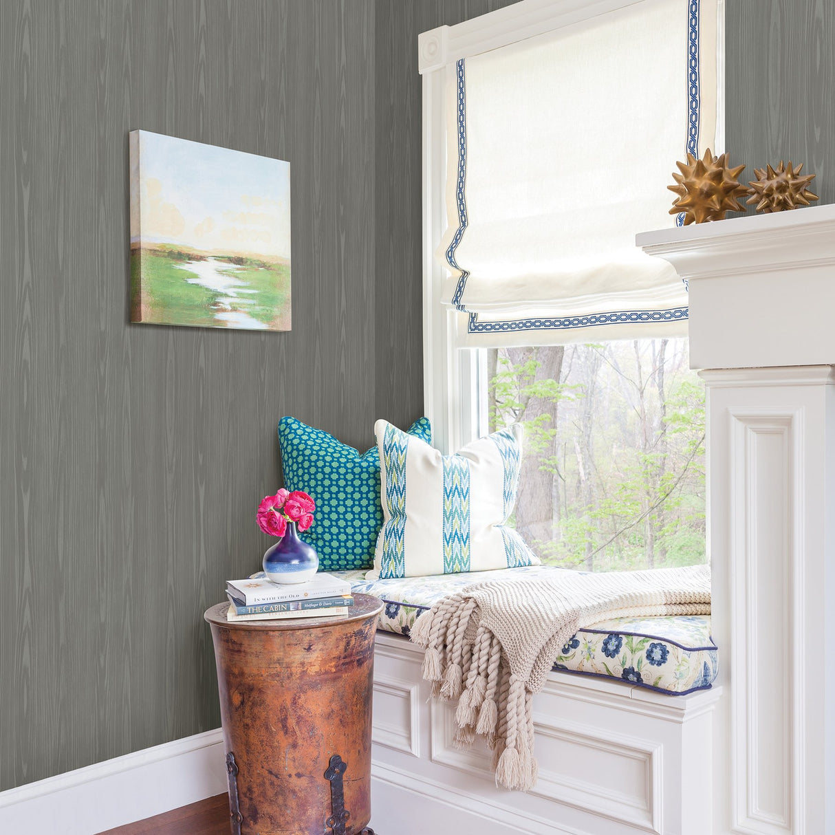 Illusion Grey Faux Wood Wallpaper with Modern Faux Wood Grain - A-Street Prints 2744-24153