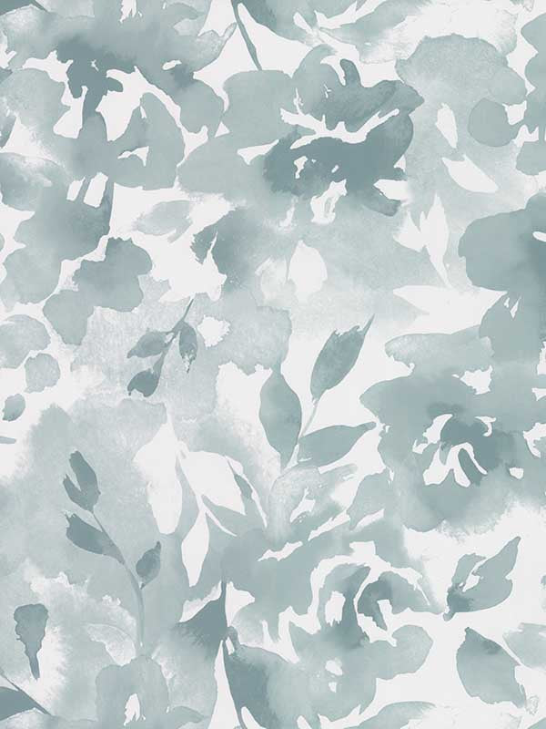 Lakelynn Current Wallpaper by Magnolia Home, pattern MJ4867, watercolor floral in teal/blue