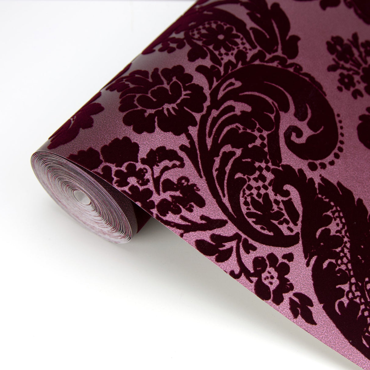 Shadow Merlot Flocked Damask Wallpaper with Modern Damask Pattern - A-Street Prints 2763-87315