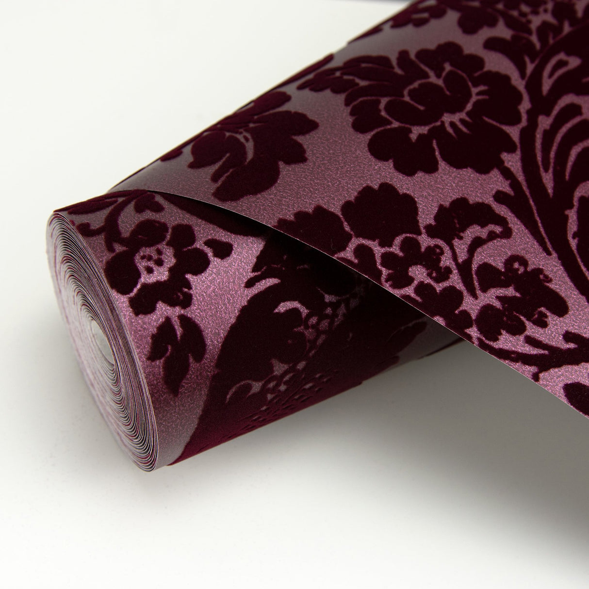 Shadow Merlot Flocked Damask Wallpaper with Modern Damask Pattern - A-Street Prints 2763-87315