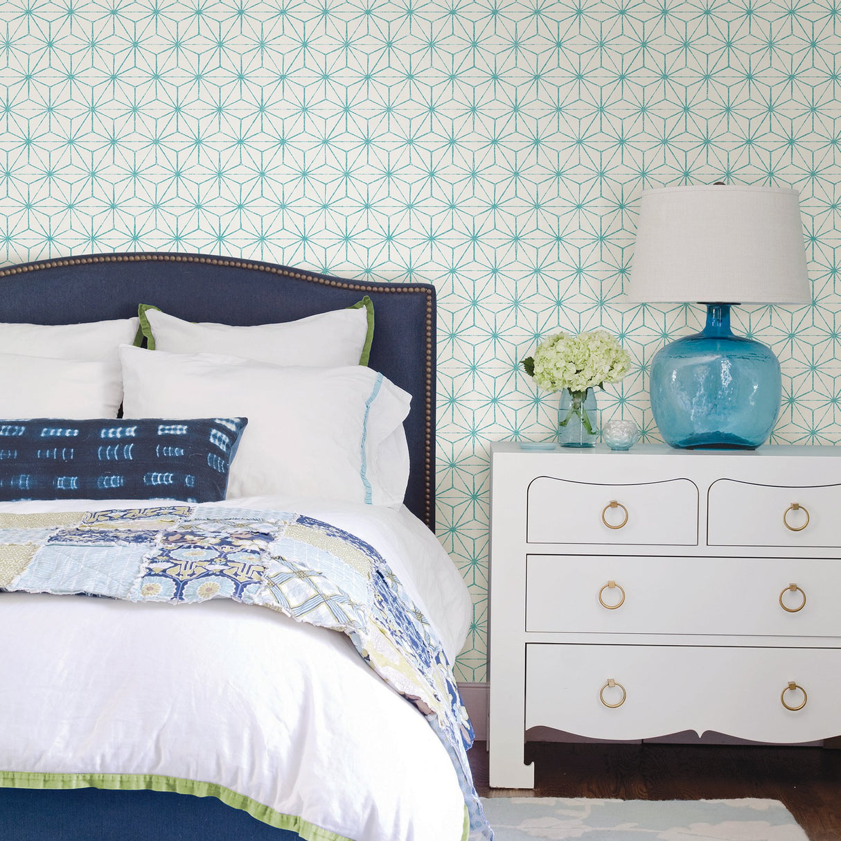 Orion Turquoise Geometric Wallpaper with Modern Non Woven Pattern - A-Street Prints 2764-24311