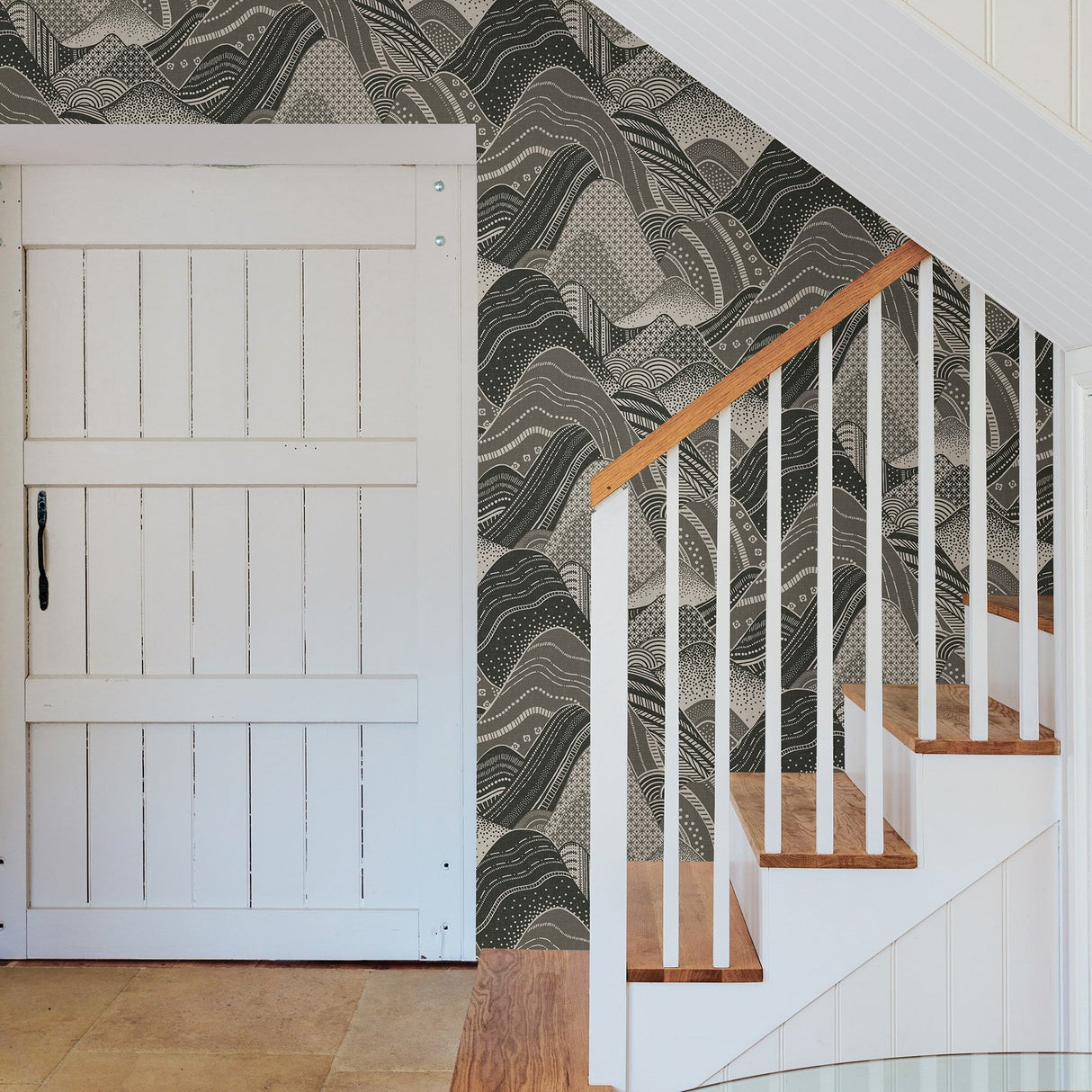 Meru Dark Grey Mountain Wallpaper with Modern Novelty Pattern - A-Street Prints 2764-24331